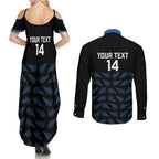 New Zealand Silver Fern Cricket Custom Couples Matching Summer Maxi Dress and Long Sleeve Button Shirt Black Cap T20 Version - Aussie Hoodie