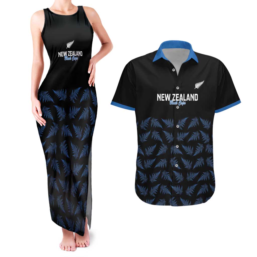 New Zealand Silver Fern Cricket Custom Couples Matching Tank Maxi Dress and Hawaiian Shirt Black Cap T20 Version - Aussie Hoodie