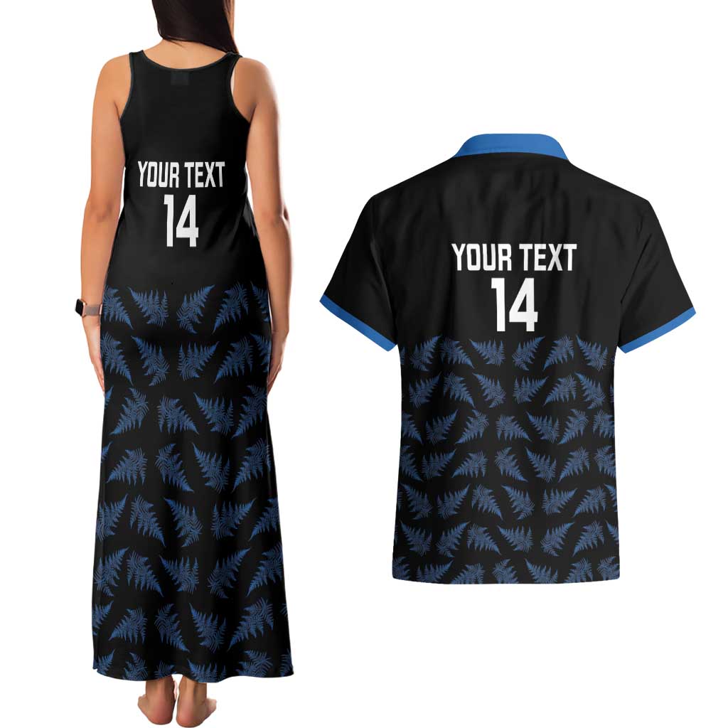 New Zealand Silver Fern Cricket Custom Couples Matching Tank Maxi Dress and Hawaiian Shirt Black Cap T20 Version - Aussie Hoodie