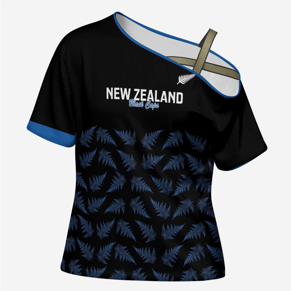 New Zealand Silver Fern Cricket Custom Cross Shoulder Shirt Black Cap T20 Version - Aussie Hoodie