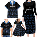 New Zealand Silver Fern Cricket Custom Family Matching Long Sleeve Bodycon Dress and Hawaiian Shirt Black Cap T20 Version - Aussie Hoodie