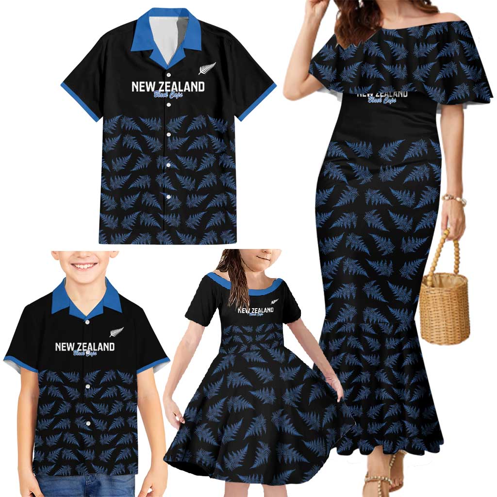 New Zealand Silver Fern Cricket Custom Family Matching Mermaid Dress and Hawaiian Shirt Black Cap T20 Version - Aussie Hoodie
