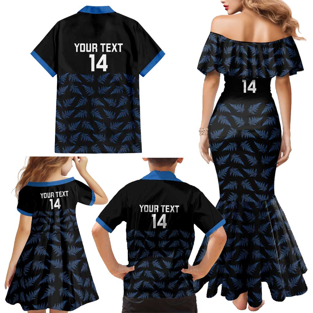 New Zealand Silver Fern Cricket Custom Family Matching Mermaid Dress and Hawaiian Shirt Black Cap T20 Version - Aussie Hoodie