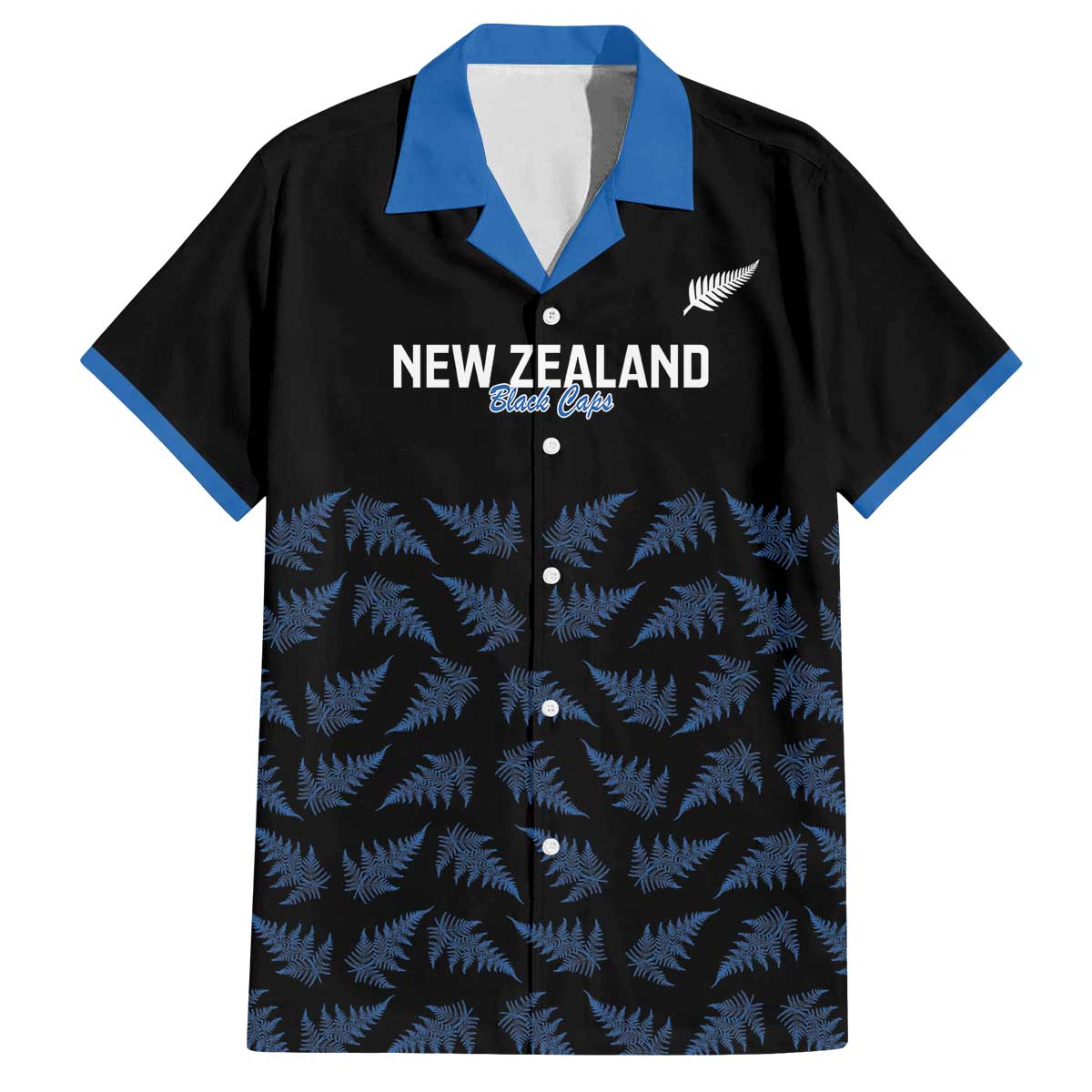 New Zealand Silver Fern Cricket Custom Family Matching Off The Shoulder Long Sleeve Dress and Hawaiian Shirt Black Cap T20 Version - Aussie Hoodie