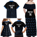 New Zealand Silver Fern Cricket Custom Family Matching Off Shoulder Maxi Dress and Hawaiian Shirt Black Cap T20 Version - Aussie Hoodie
