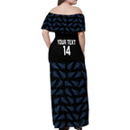 New Zealand Silver Fern Cricket Custom Family Matching Off Shoulder Maxi Dress and Hawaiian Shirt Black Cap T20 Version - Aussie Hoodie