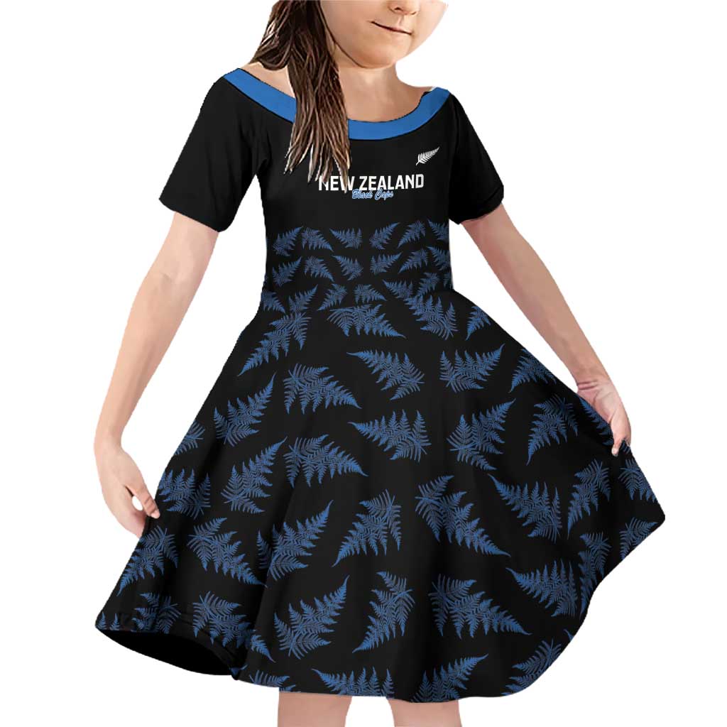 New Zealand Silver Fern Cricket Custom Family Matching Off Shoulder Short Dress and Hawaiian Shirt Black Cap T20 Version - Aussie Hoodie