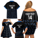 New Zealand Silver Fern Cricket Custom Family Matching Off Shoulder Short Dress and Hawaiian Shirt Black Cap T20 Version - Aussie Hoodie