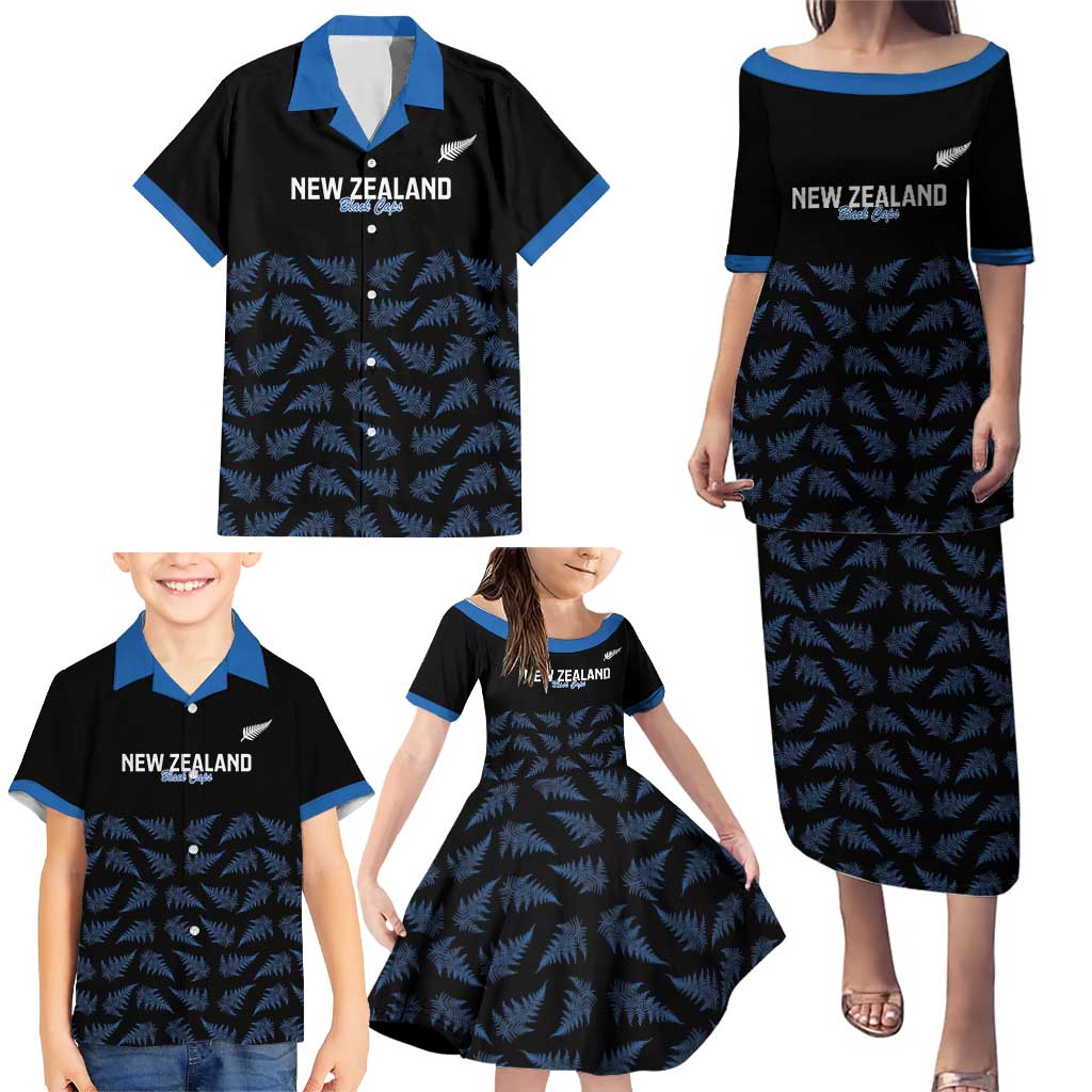 New Zealand Silver Fern Cricket Custom Family Matching Puletasi and Hawaiian Shirt Black Cap T20 Version - Aussie Hoodie