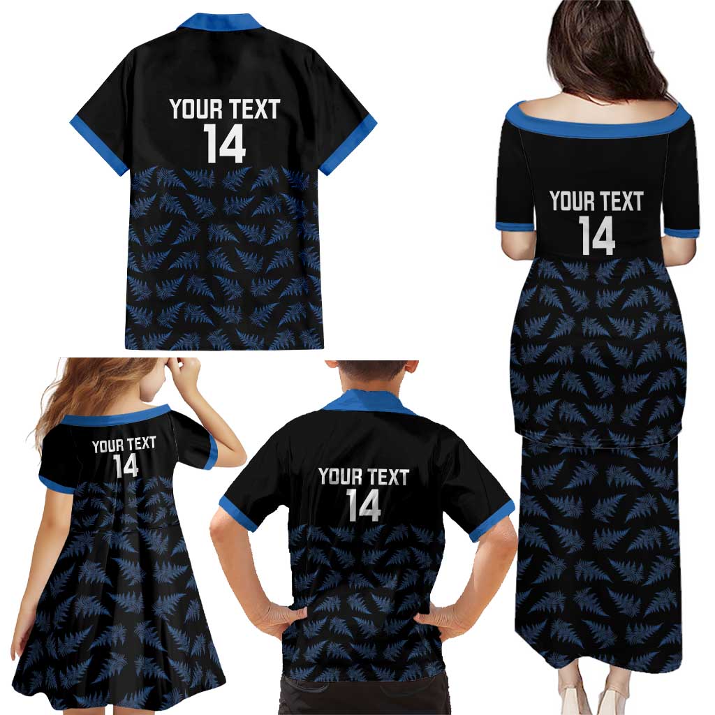 New Zealand Silver Fern Cricket Custom Family Matching Puletasi and Hawaiian Shirt Black Cap T20 Version - Aussie Hoodie