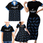 New Zealand Silver Fern Cricket Custom Family Matching Short Sleeve Bodycon Dress and Hawaiian Shirt Black Cap T20 Version - Aussie Hoodie