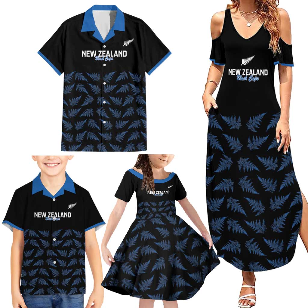 New Zealand Silver Fern Cricket Custom Family Matching Summer Maxi Dress and Hawaiian Shirt Black Cap T20 Version - Aussie Hoodie