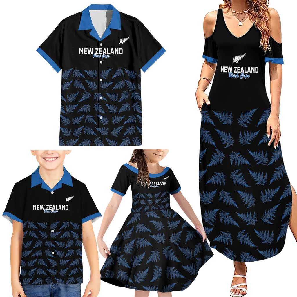 New Zealand Silver Fern Cricket Custom Family Matching Summer Maxi Dress and Hawaiian Shirt Black Cap T20 Version - Aussie Hoodie