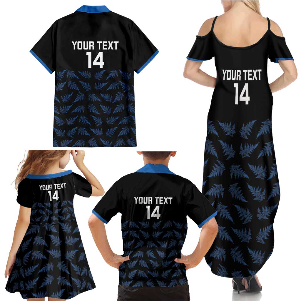 New Zealand Silver Fern Cricket Custom Family Matching Summer Maxi Dress and Hawaiian Shirt Black Cap T20 Version - Aussie Hoodie