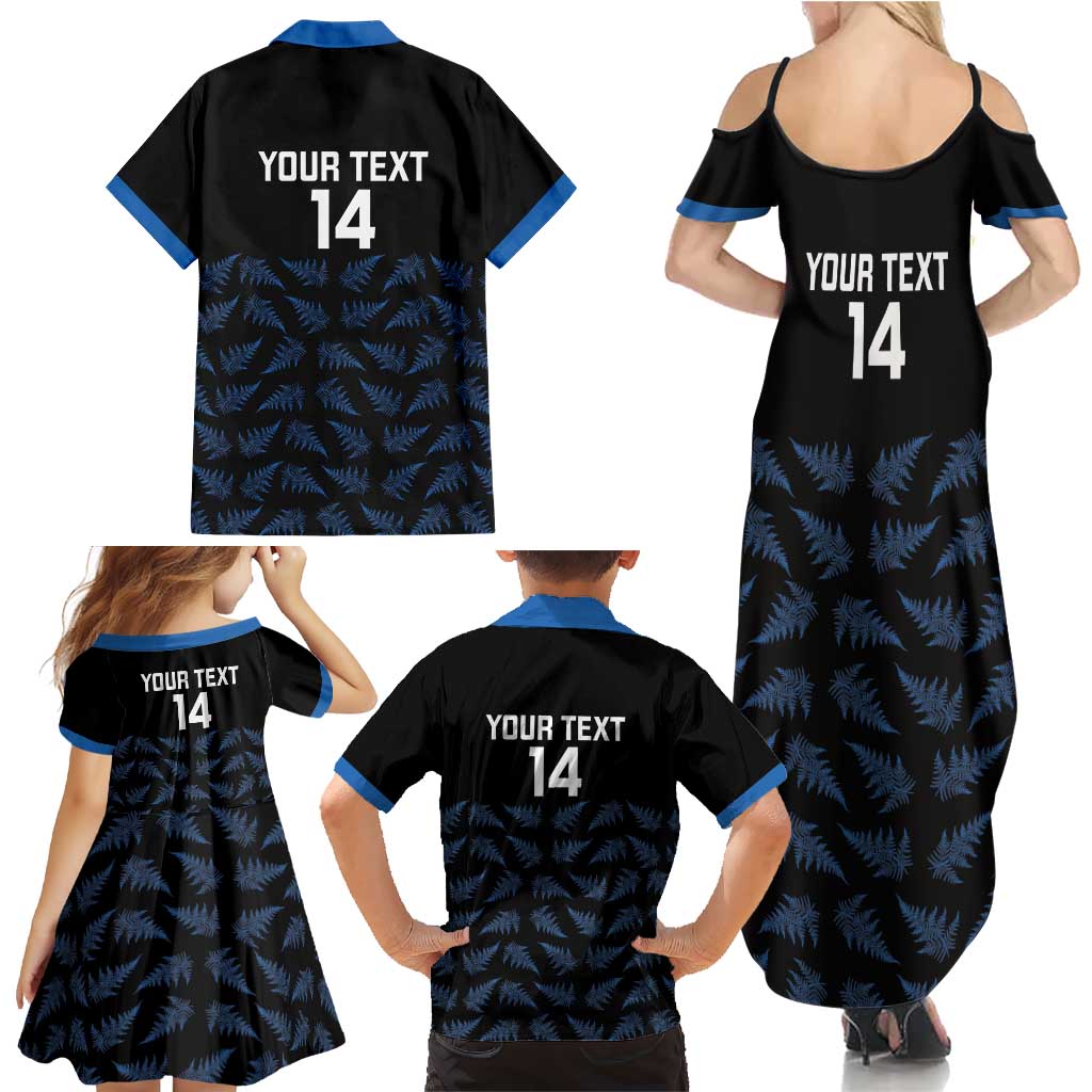 New Zealand Silver Fern Cricket Custom Family Matching Summer Maxi Dress and Hawaiian Shirt Black Cap T20 Version - Aussie Hoodie