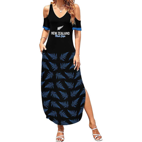 New Zealand Silver Fern Cricket Custom Family Matching Summer Maxi Dress and Hawaiian Shirt Black Cap T20 Version - Aussie Hoodie