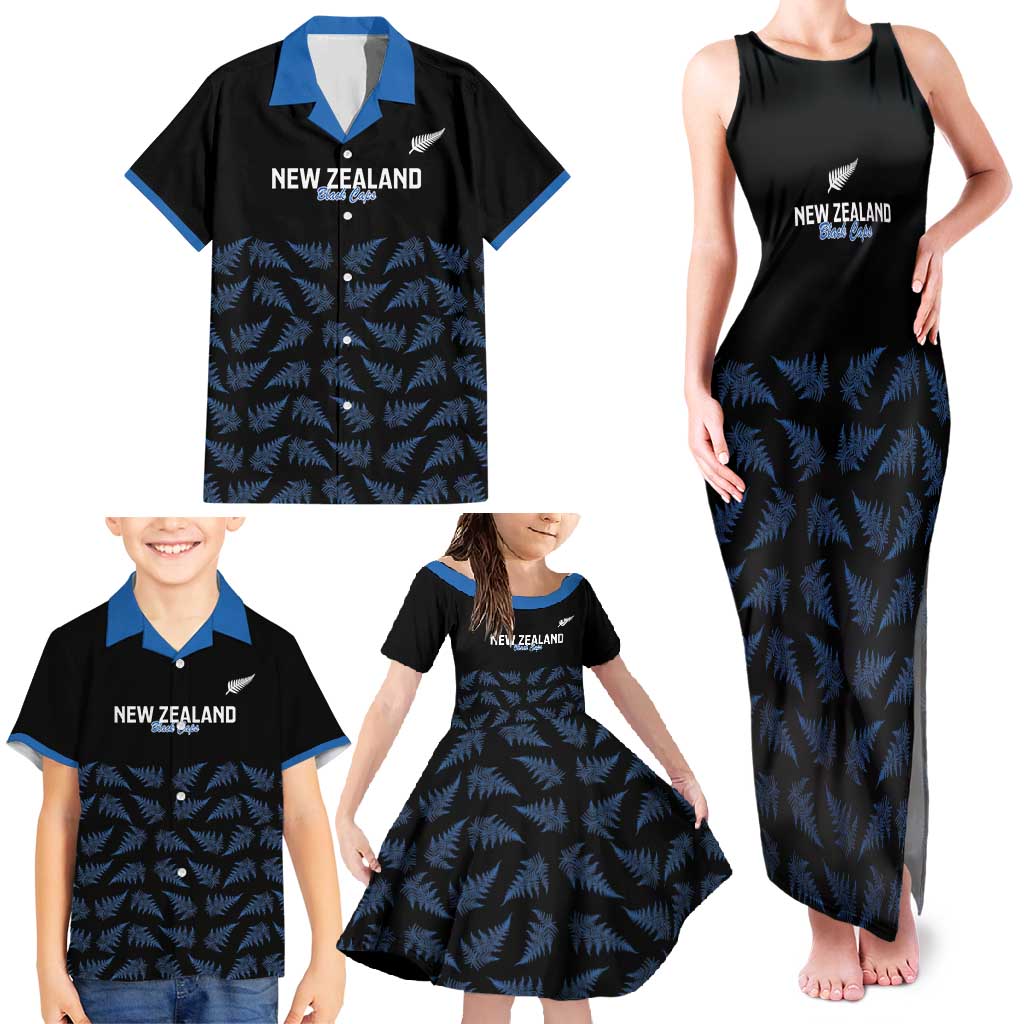 New Zealand Silver Fern Cricket Custom Family Matching Tank Maxi Dress and Hawaiian Shirt Black Cap T20 Version - Aussie Hoodie