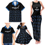 New Zealand Silver Fern Cricket Custom Family Matching Tank Maxi Dress and Hawaiian Shirt Black Cap T20 Version - Aussie Hoodie