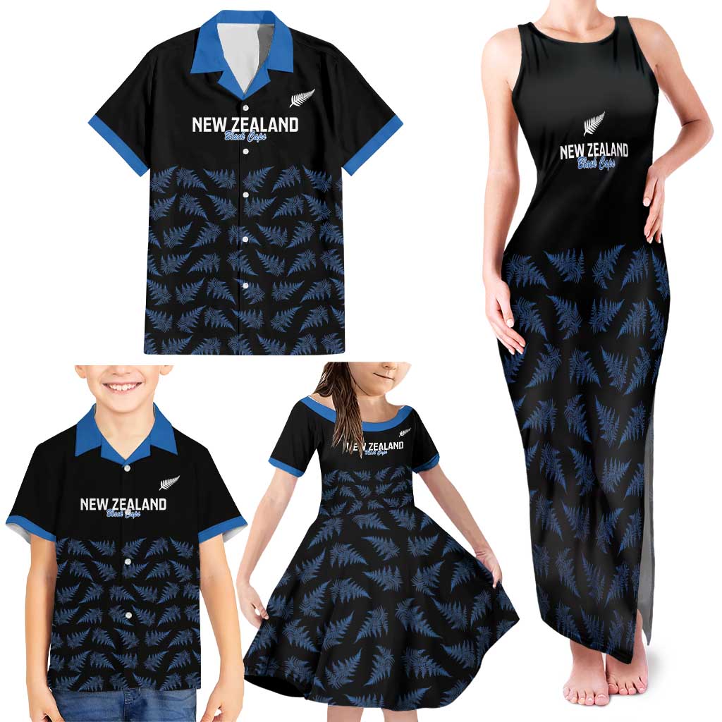 New Zealand Silver Fern Cricket Custom Family Matching Tank Maxi Dress and Hawaiian Shirt Black Cap T20 Version - Aussie Hoodie
