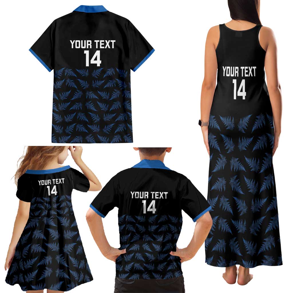 New Zealand Silver Fern Cricket Custom Family Matching Tank Maxi Dress and Hawaiian Shirt Black Cap T20 Version - Aussie Hoodie