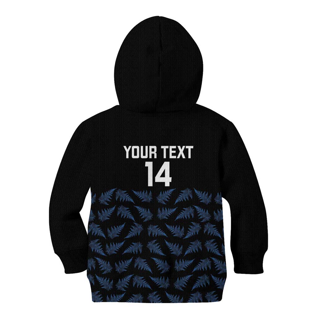 New Zealand Silver Fern Cricket Custom Kid Hoodie Black Cap T20 Version - Aussie Hoodie