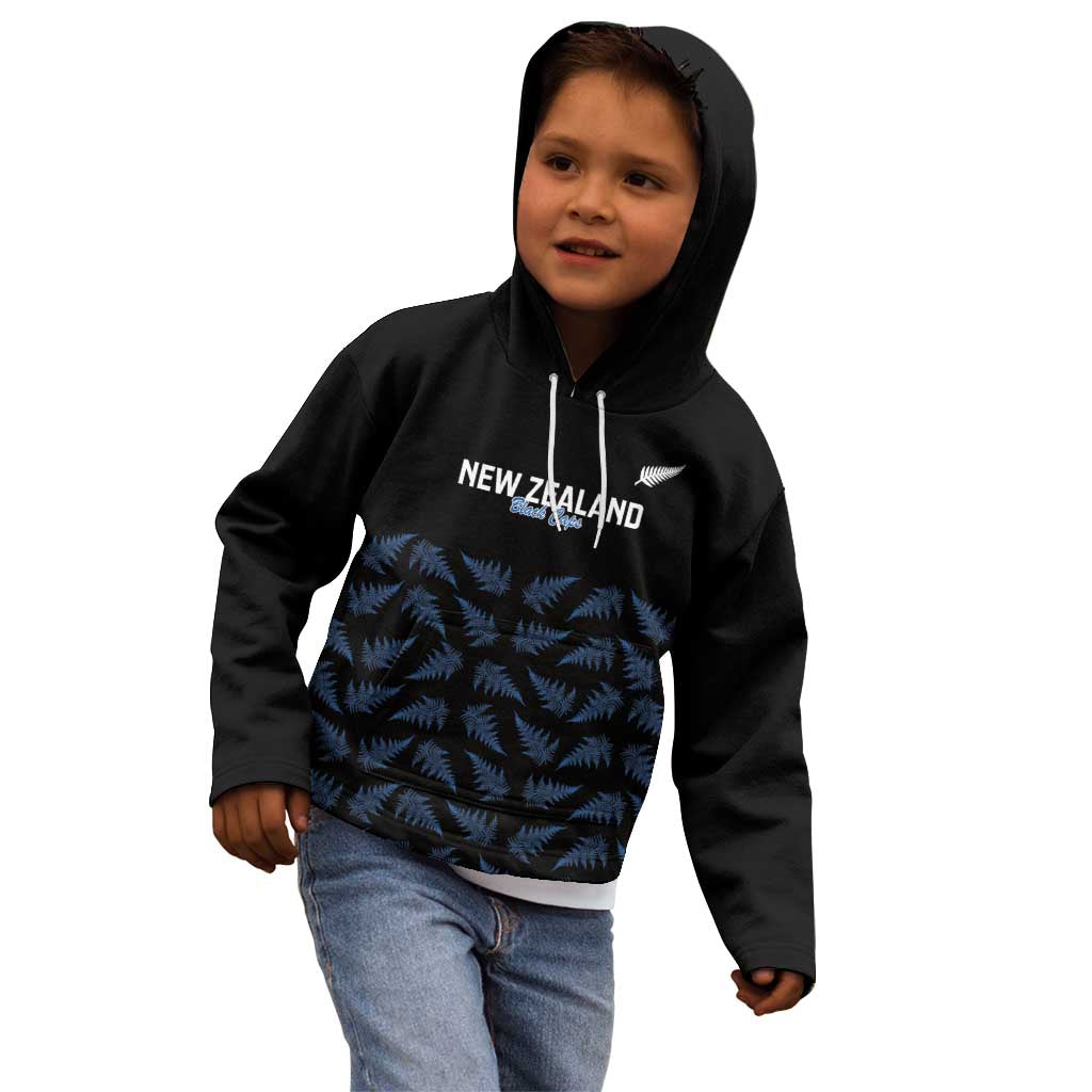 New Zealand Silver Fern Cricket Custom Kid Hoodie Black Cap T20 Version - Aussie Hoodie