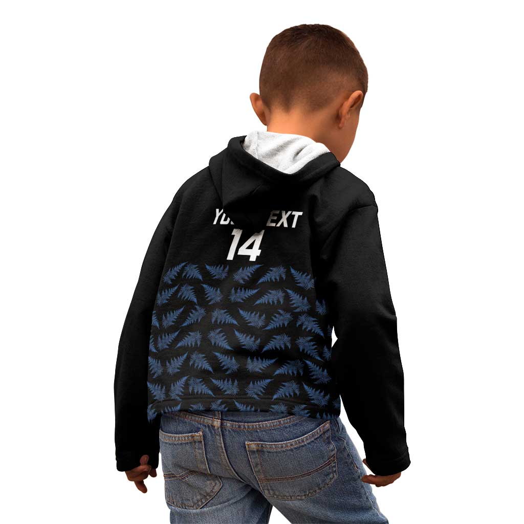 New Zealand Silver Fern Cricket Custom Kid Hoodie Black Cap T20 Version - Aussie Hoodie
