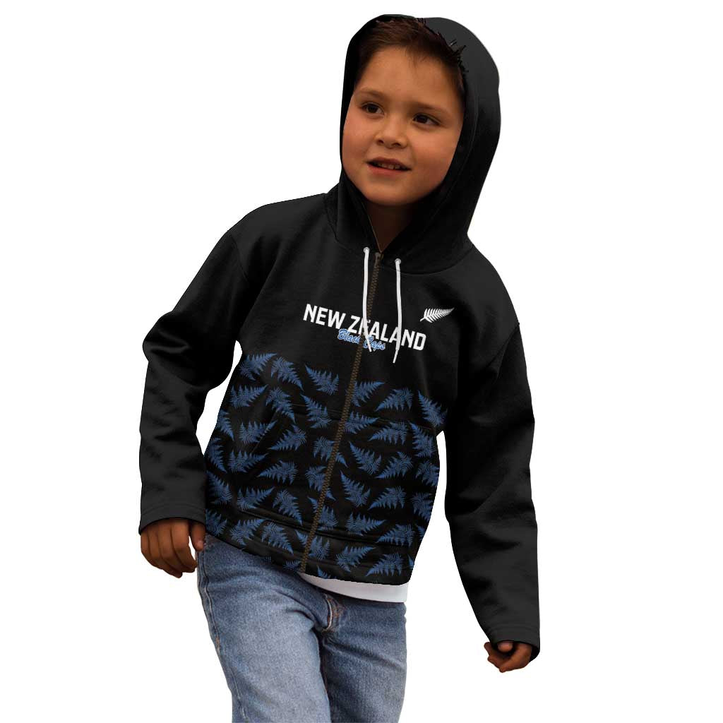 New Zealand Silver Fern Cricket Custom Kid Hoodie Black Cap T20 Version - Aussie Hoodie
