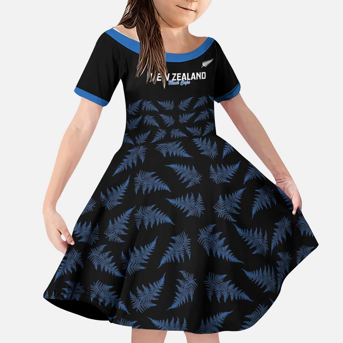 New Zealand Silver Fern Cricket Custom Kid Short Sleeve Dress Black Cap T20 Version - Aussie Hoodie