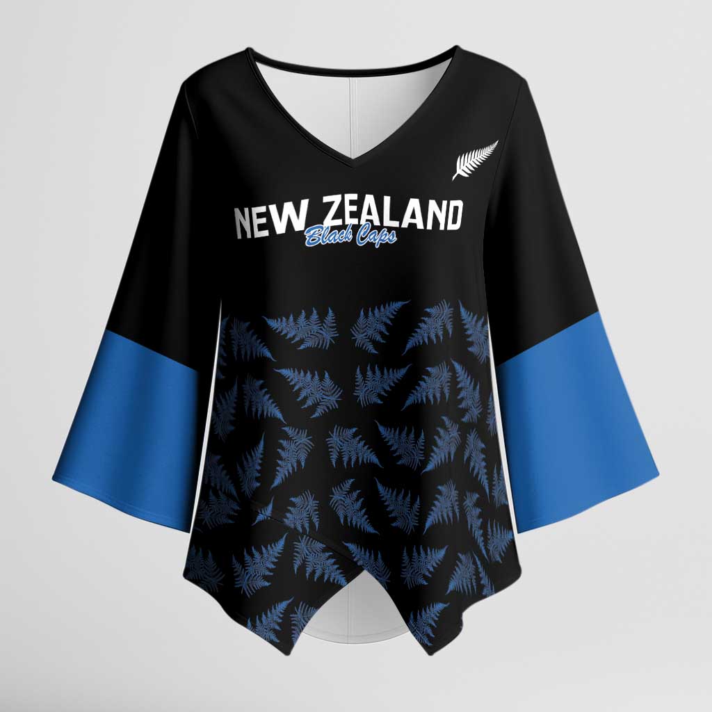 New Zealand Silver Fern Cricket Custom Kimono Sleeve Blouse Black Cap T20 Version - Aussie Hoodie