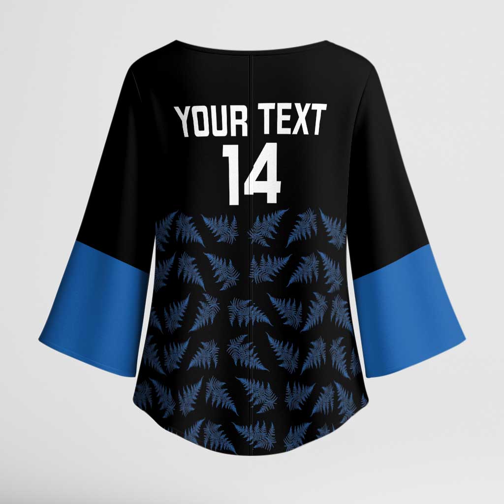 New Zealand Silver Fern Cricket Custom Kimono Sleeve Blouse Black Cap T20 Version - Aussie Hoodie