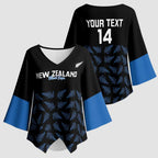 New Zealand Silver Fern Cricket Custom Kimono Sleeve Blouse Black Cap T20 Version - Aussie Hoodie