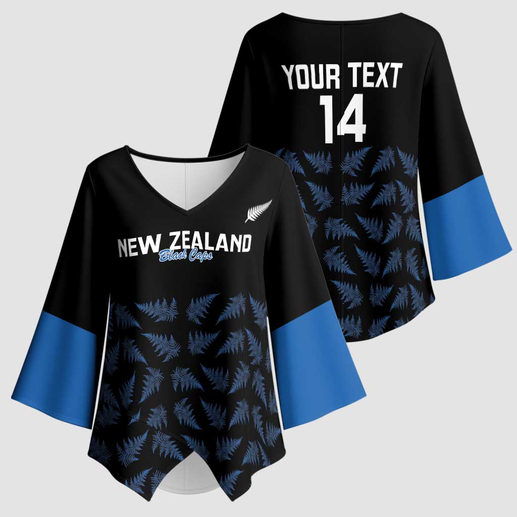 New Zealand Silver Fern Cricket Custom Kimono Sleeve Blouse Black Cap T20 Version - Aussie Hoodie