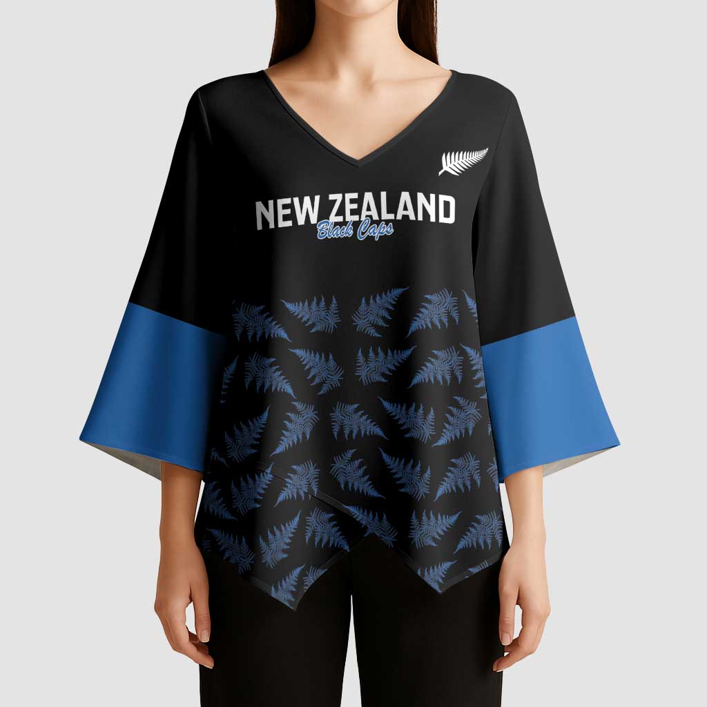 New Zealand Silver Fern Cricket Custom Kimono Sleeve Blouse Black Cap T20 Version - Aussie Hoodie
