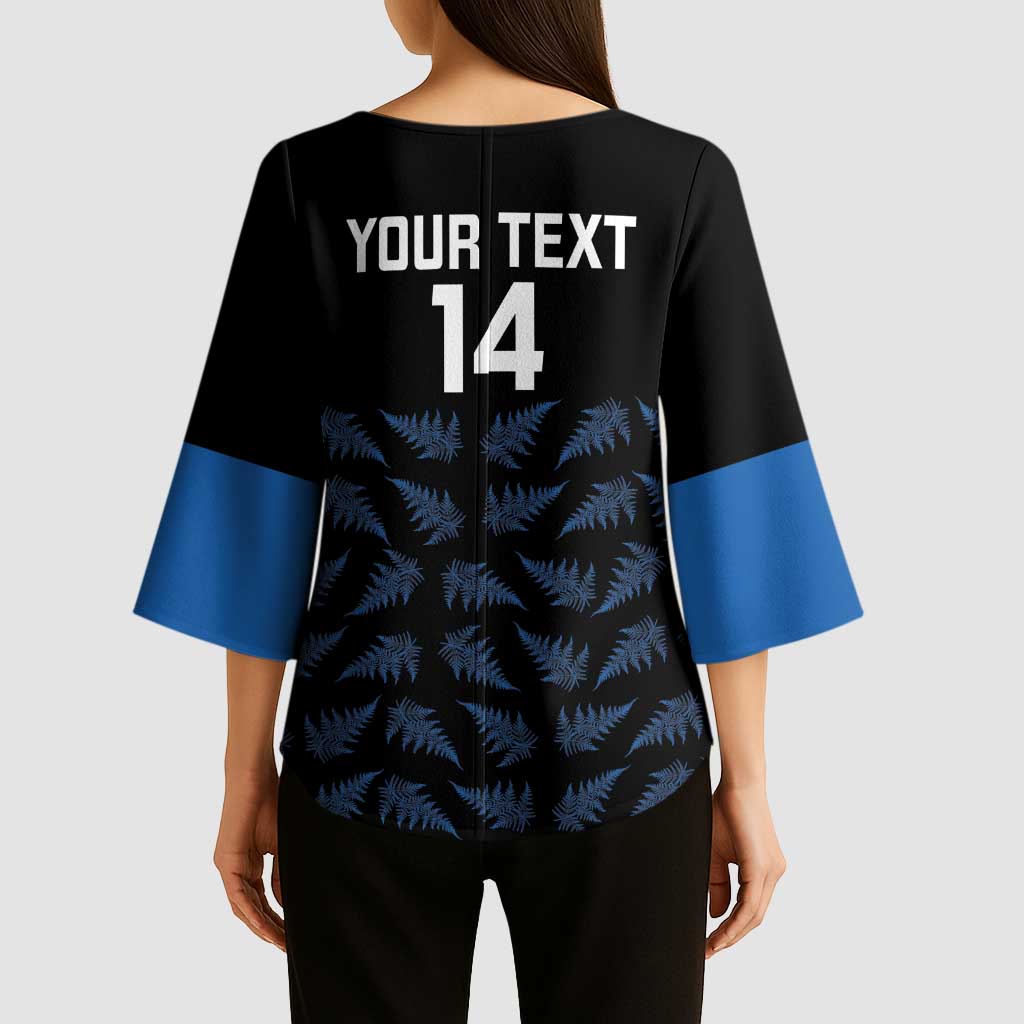 New Zealand Silver Fern Cricket Custom Kimono Sleeve Blouse Black Cap T20 Version - Aussie Hoodie