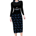 New Zealand Silver Fern Cricket Custom Long Sleeve Bodycon Dress Black Cap T20 Version - Aussie Hoodie