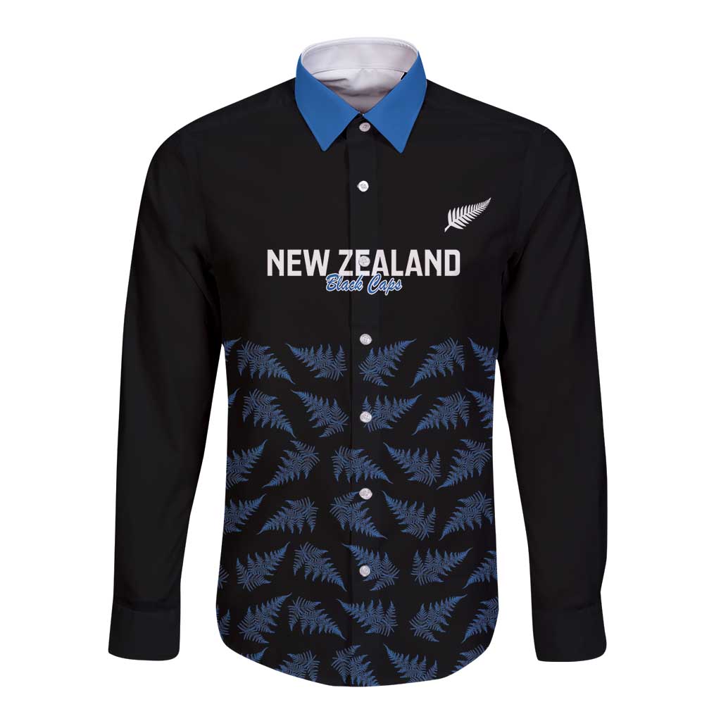 New Zealand Silver Fern Cricket Custom Long Sleeve Button Shirt Black Cap T20 Version - Aussie Hoodie