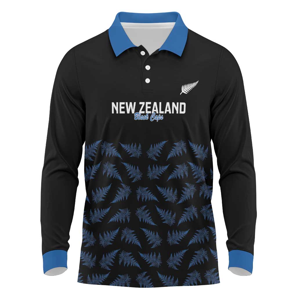 New Zealand Silver Fern Cricket Custom Long Sleeve Polo Shirt Black Cap T20 Version - Aussie Hoodie