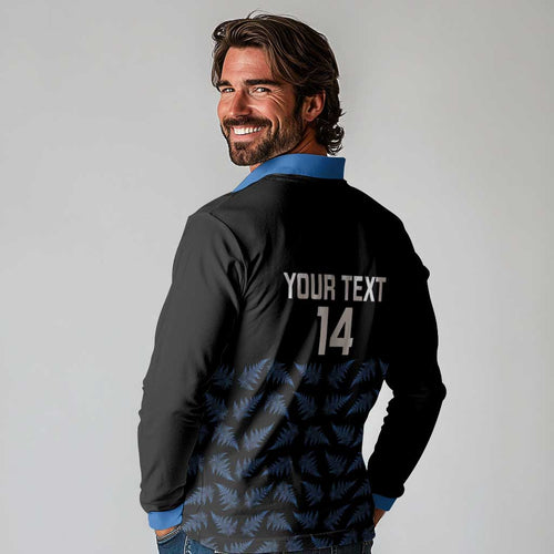 New Zealand Silver Fern Cricket Custom Long Sleeve Polo Shirt Black Cap T20 Version - Aussie Hoodie