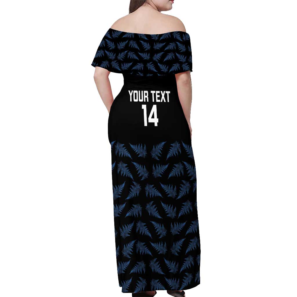 New Zealand Silver Fern Cricket Custom Off Shoulder Maxi Dress Black Cap T20 Version - Aussie Hoodie