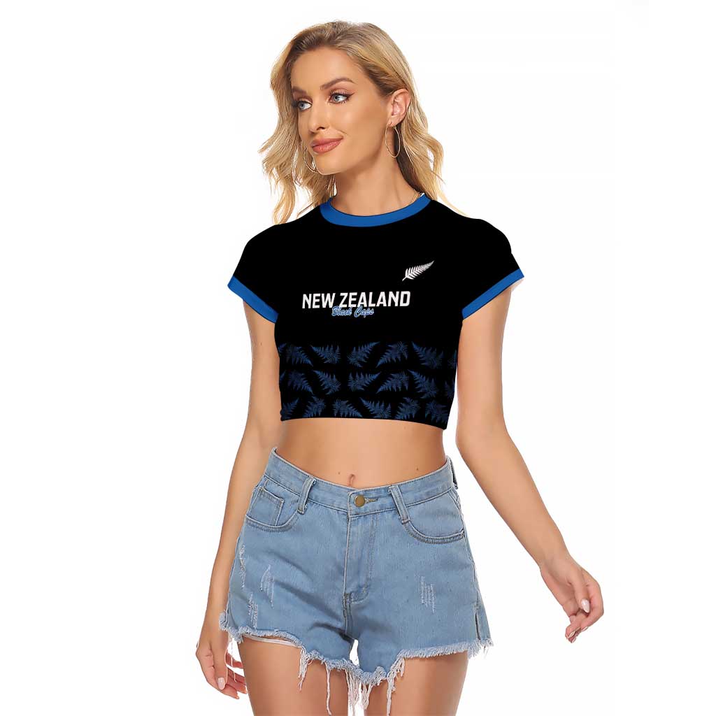 New Zealand Silver Fern Cricket Custom Raglan Cropped T Shirt Black Cap T20 Version - Aussie Hoodie
