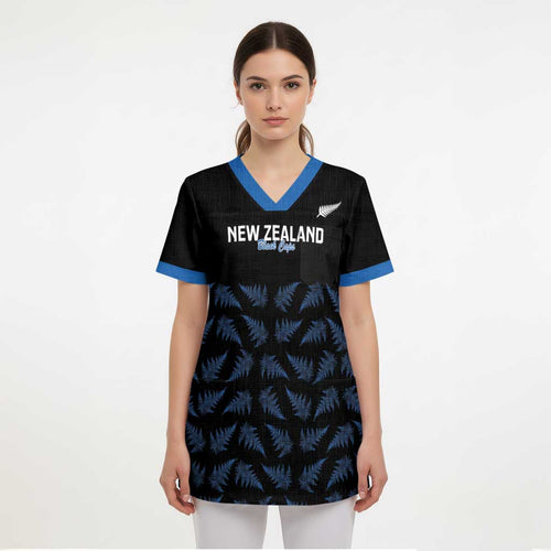 New Zealand Silver Fern Cricket Custom Scrub Top Black Cap T20 Version - Aussie Hoodie