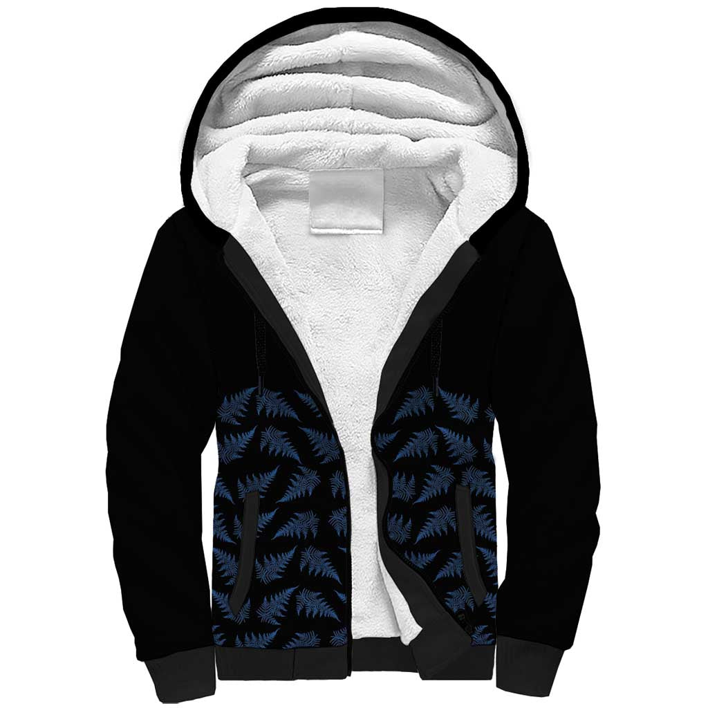 New Zealand Silver Fern Cricket Custom Sherpa Hoodie Black Cap T20 Version - Aussie Hoodie