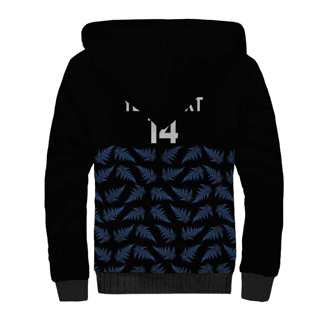 New Zealand Silver Fern Cricket Custom Sherpa Hoodie Black Cap T20 Version - Aussie Hoodie
