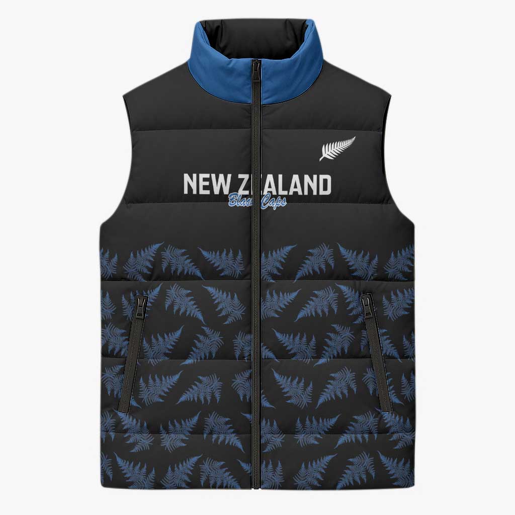 New Zealand Silver Fern Cricket Custom Sleeveless Puffer Jacket Black Cap T20 Version - Aussie Hoodie