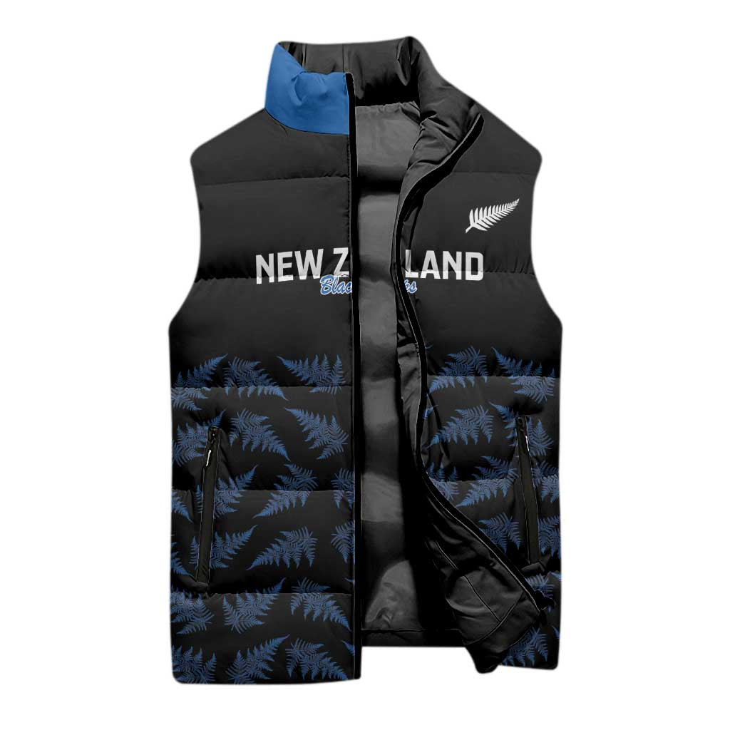 New Zealand Silver Fern Cricket Custom Sleeveless Puffer Jacket Black Cap T20 Version - Aussie Hoodie