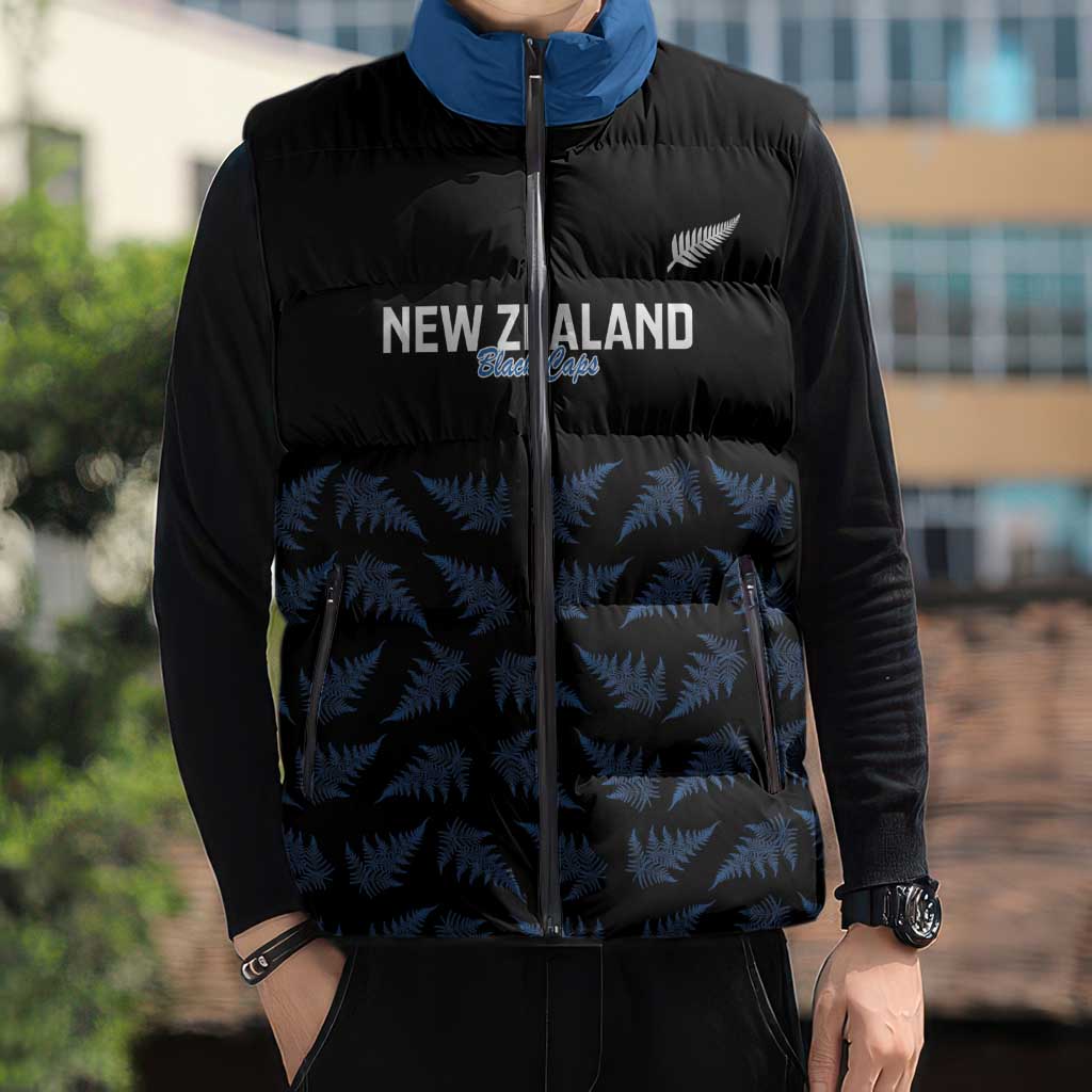 New Zealand Silver Fern Cricket Custom Sleeveless Puffer Jacket Black Cap T20 Version - Aussie Hoodie