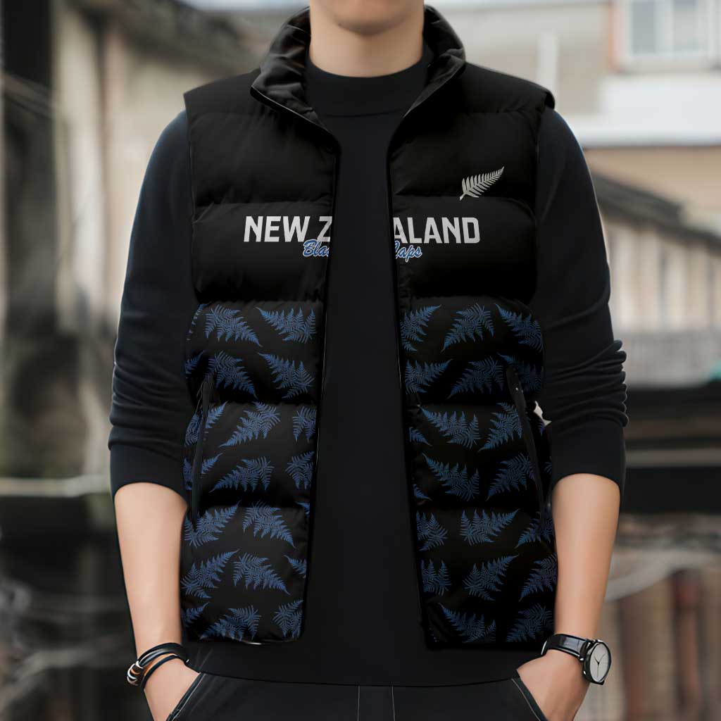 New Zealand Silver Fern Cricket Custom Sleeveless Puffer Jacket Black Cap T20 Version - Aussie Hoodie