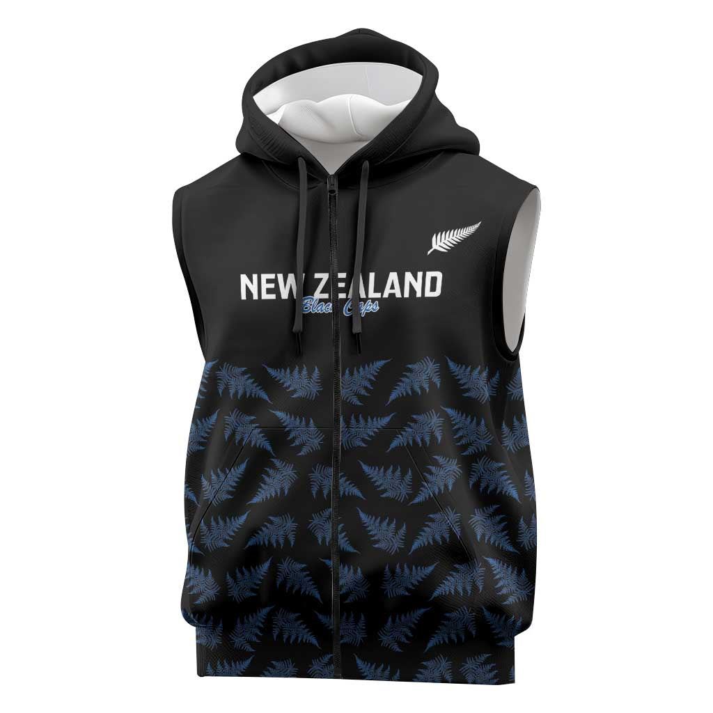 New Zealand Silver Fern Cricket Custom Sleeveless Zip Hoodie Black Cap T20 Version LT14