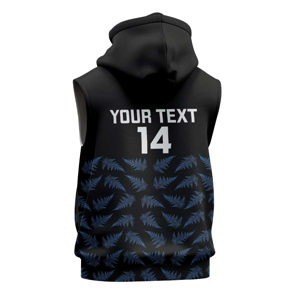 New Zealand Silver Fern Cricket Custom Sleeveless Zip Hoodie Black Cap T20 Version LT14